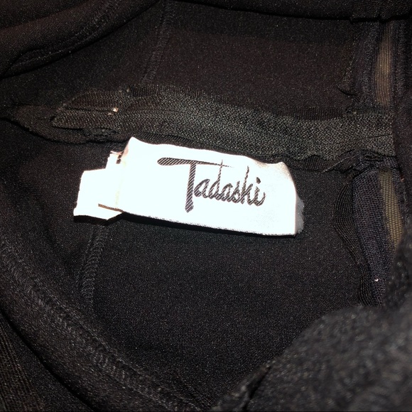 TADASHI black sheer long sleeve dress size L - Picture 4 of 6